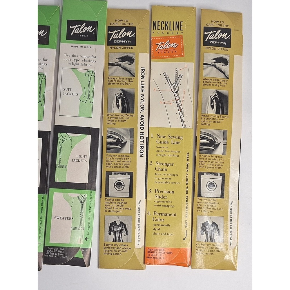 Vintage Talon Coats Clark Zipper Lot 8 18 inch Separating Nylon Metal Neckline - Picture 6 of 10
